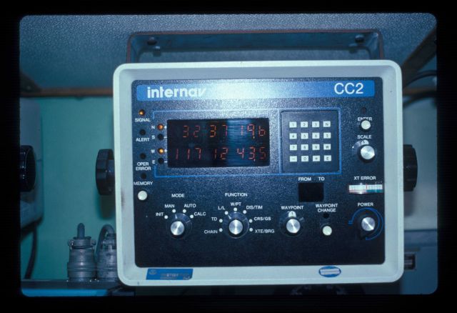 Internvav navigational display on the bridge of the NOAA ship TOWNSEND CROMWELL. Picture