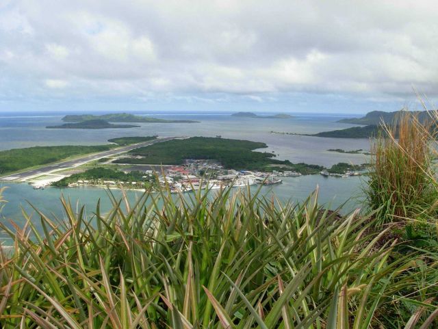 Looking to the east to the Kolonia airport and harbor from Pailapap. Picture