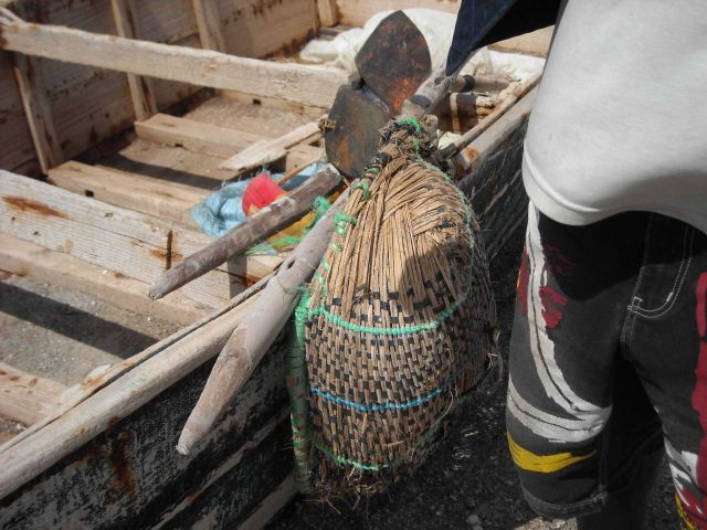Some of the tools of the salt workers at Lake Retbe. Picture