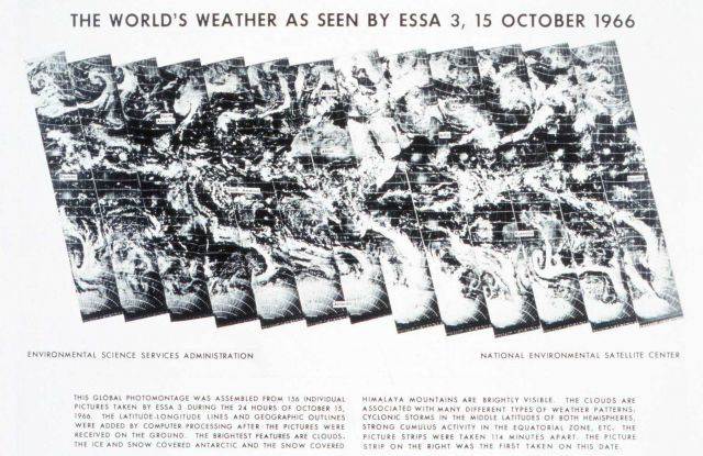 The World's Weather as seen by ESSA 3 - this image was assembled from 156 individual photographs obtained over the 24 hours of October 15, 1966 Picture