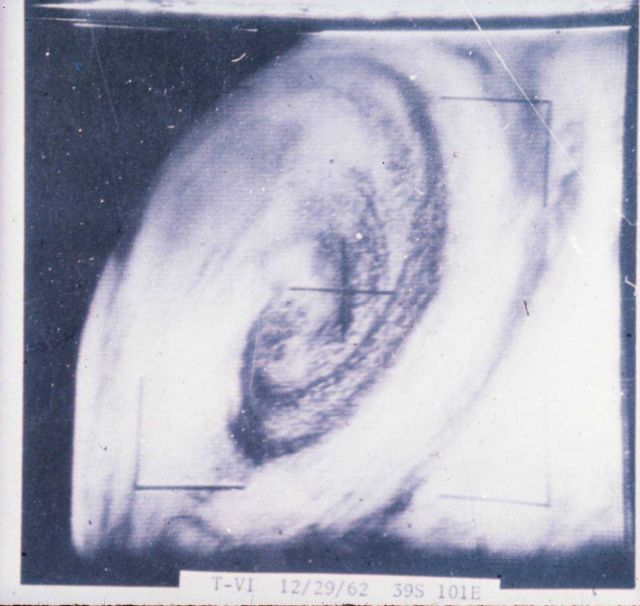 TIROS VI image of a large southern hemisphere extratropical cyclone centered at 39 S, 101E in the Indian Ocean. Picture