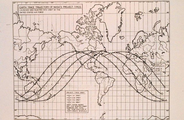 Diagram of orbital path of TIROS satellite after launch Picture