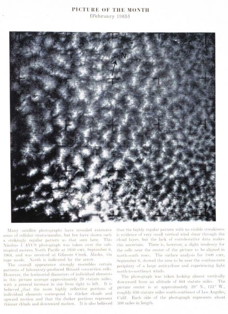 A remarkable area of cellular stratocumulus as photographed by NIMBUS I Picture