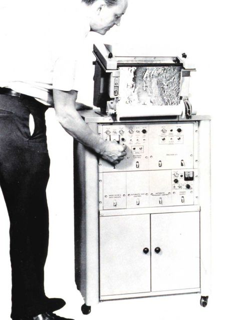 An Automatic Picture Transmission recorder which received data from TIROS satellites and printed out as images of cloud cover Picture