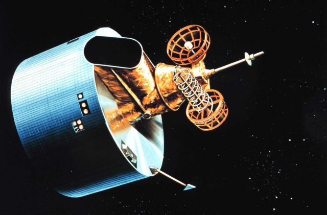 Artist's rendition of GOES D/E/F series of satellites in orbit. Picture