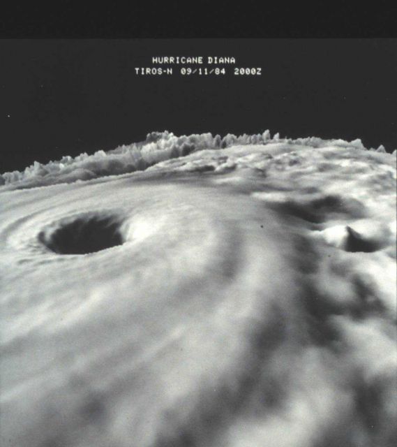 TIROS-N three dimensional cloud-top image of Hurricane Diana as it was strengthening from a Category III storm to a Category IV storm Picture