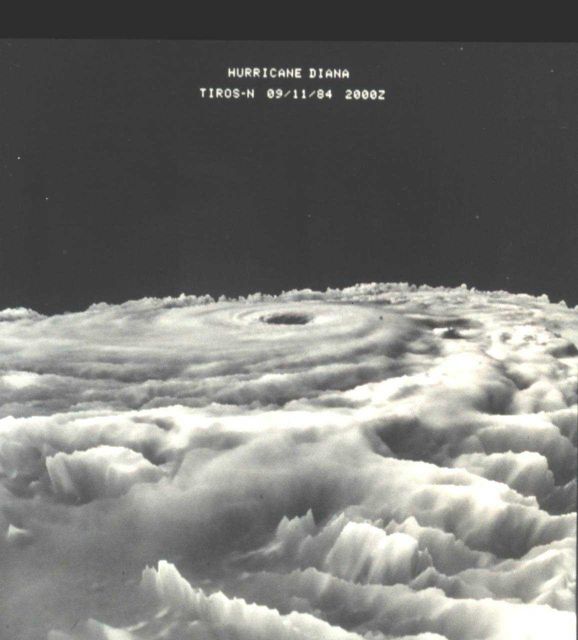 TIROS-N three dimensional cloud-top image of Hurricane Diana as it was strengthening from a Category III storm to a Category IV storm Picture