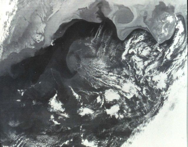 Gulf Stream is seen as darker water extending to northeast from Cape Hatteras Picture