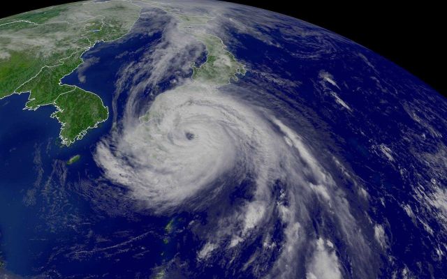 Typhoon Etau approaching southern Japan. Picture