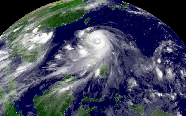 Typhoon Imbudo striking Luzon in the Philippine Islands. Picture