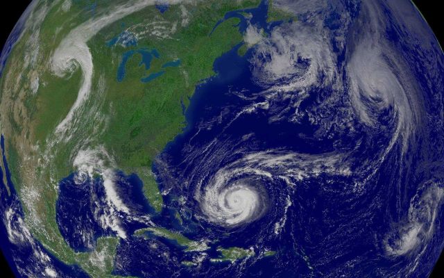 Four tropical storms in the western Atlantic Ocean. Picture
