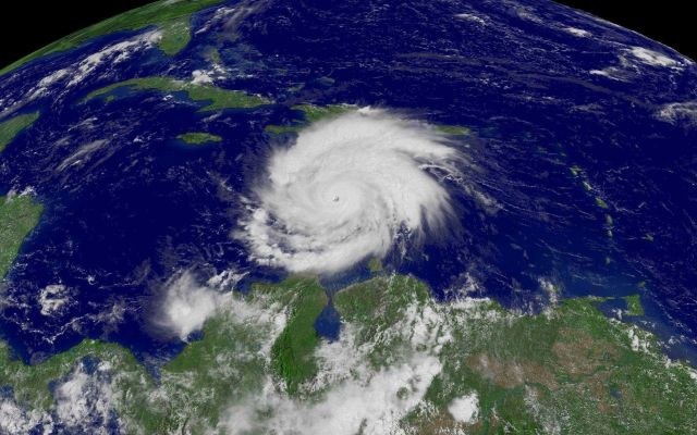 Hurricane Ivan in the central Caribbean Sea south of Haiti. Picture