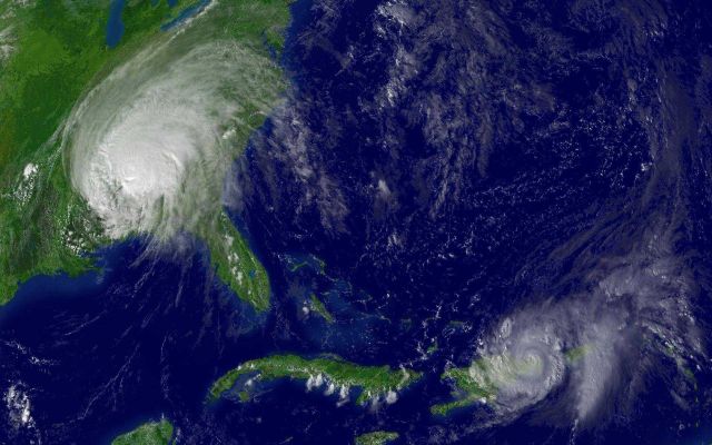 Hurricane Ivan moving north over Mississippi and into Tennessee while Hurricane Jeanne plays havoc in the Dominican Republic. Picture