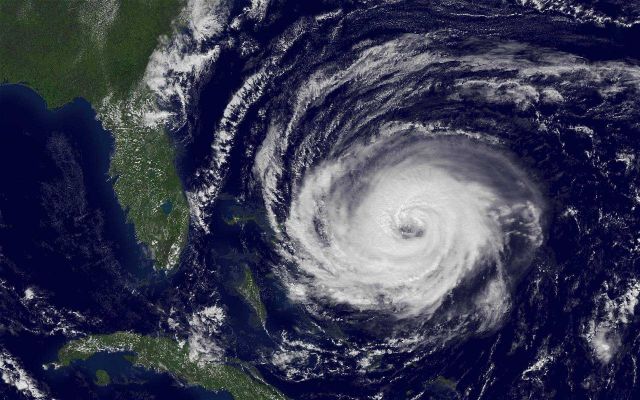Hurricane Jeanne beginning its sweep over the Bahama Islands. Picture
