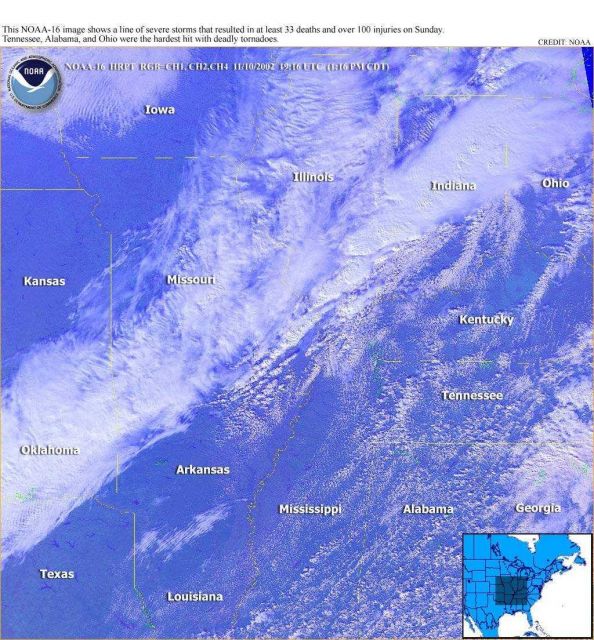 A line of severe thunderstorms which generated tornadoes killing 33 and injuring over 100 Picture