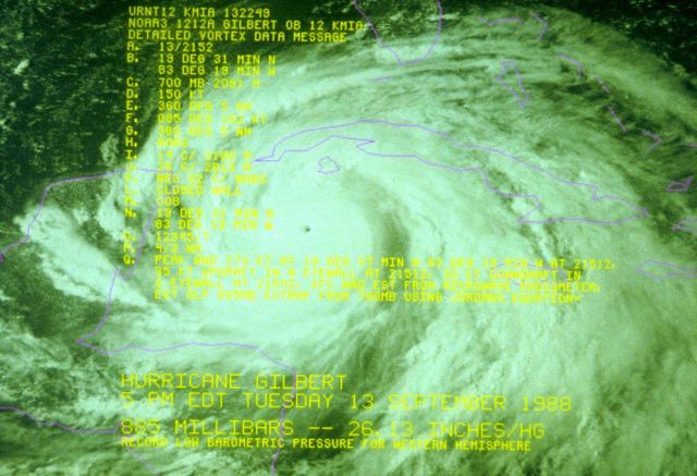 Hurricane Gilbert south of Cuba when at 885 mb (26.13 in.) low Picture