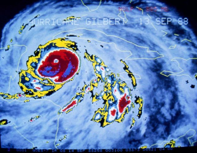 Infrared image of Hurricane Gilbert while at peak intensity Picture