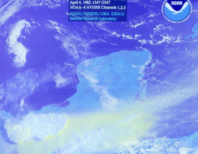 Dust or smoke over the Yucatan Peninsula. Picture