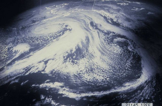 Large cyclone south of the Aleutian Islands in the North Pacific Ocean. Picture