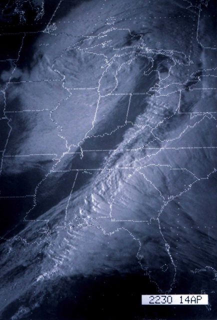 Frontal system extending from the Ohio Valley to the Gulf Coast. Picture