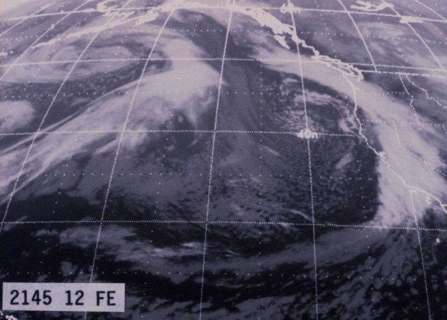 Two large storms in the northeast Pacific Ocean. Picture