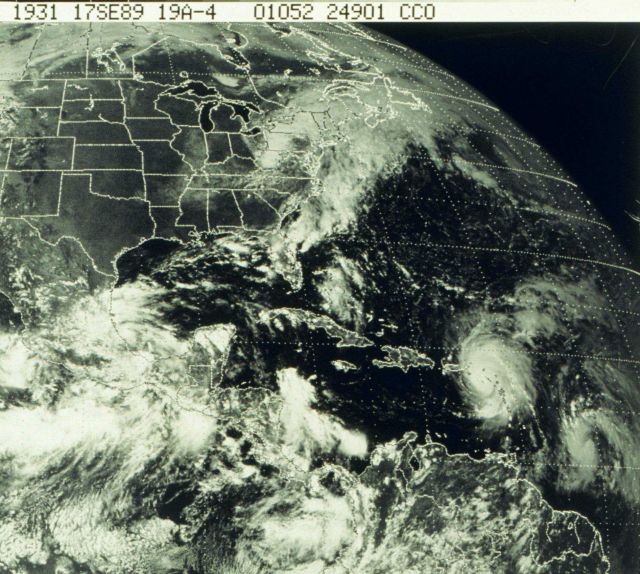 GOES imagery of Hurricane Hugo passing over U.S Picture