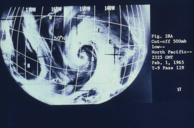 Cut-off North Pacific low as seen on pass 129 by TIROS-9. Picture