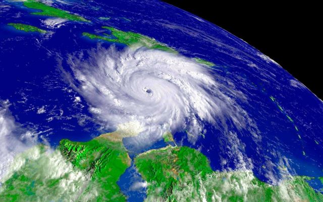 Unidentified hurricane, perhaps Dean, in mid-Caribbean. Picture