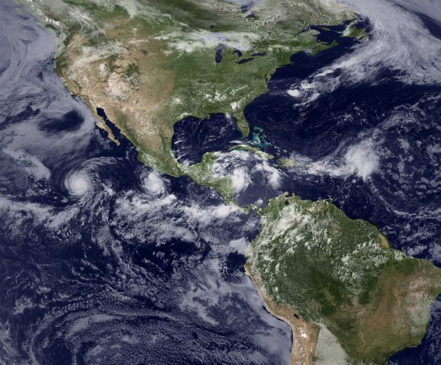 A very active Intertropical Convergence Zone showing from west to east Hurricane Celia heading west in the Pacific, major Hurricane Darby south of Mex Picture