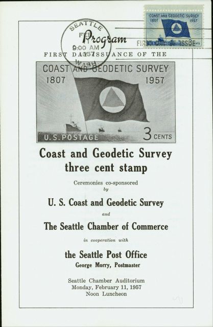 Seattle program honoring the first day issue of a commemorative stamp honoring the United States Coast and Geodetic Survey. Picture