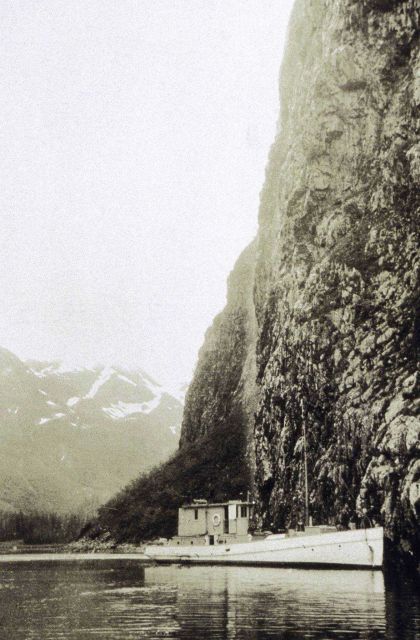 Launch WILDCAT at base of 550-foot cliff - Palisade Lagoon. Picture