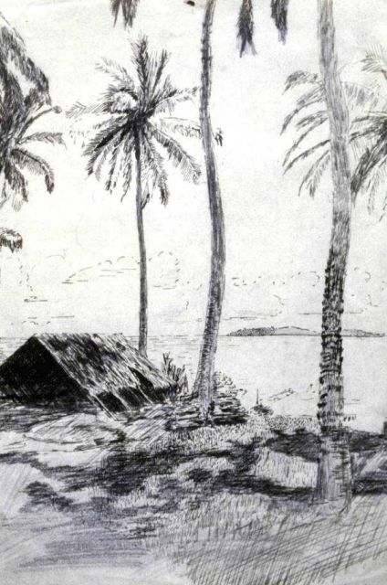 Pen and pencil sketch of Sulu Sea Picture