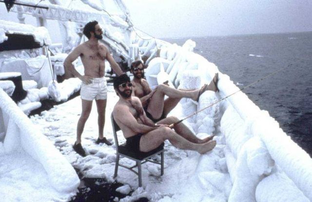 Icefishing and tanning on the NOAA Ship SURVEYOR Picture
