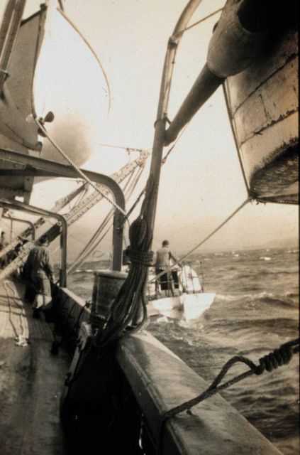 Launch departing the PIONEER for a day of hydrography Picture