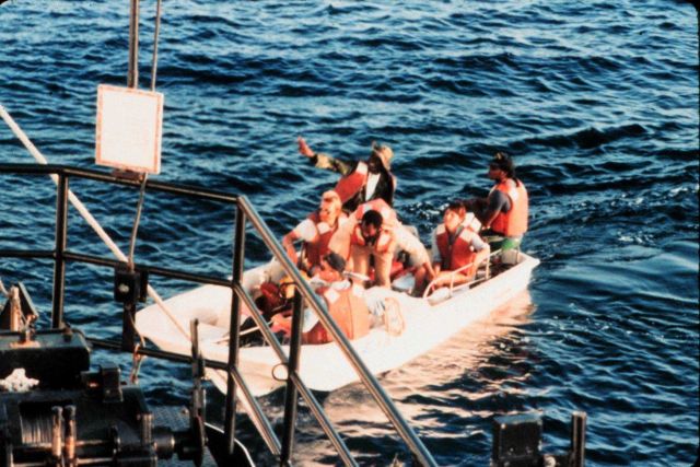 Boston whaler returning to ship from liberty party Picture