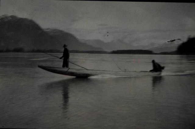 Shovel-nosed river boat providing transportation Picture