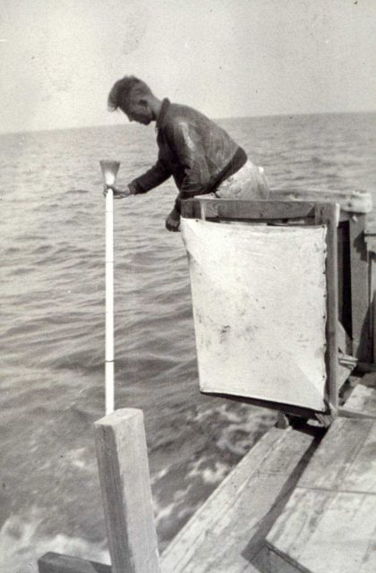 Using sounding pole to measure depths Picture