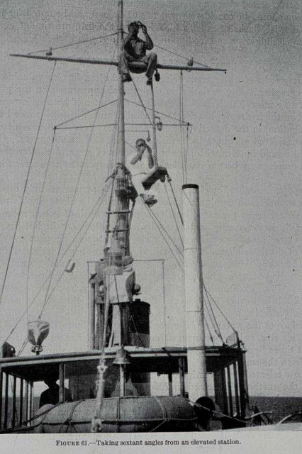 Taking horizontal sextant angles from ship's mast Picture