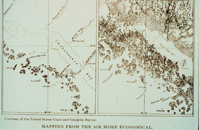 Comparison of a plane table sheet (on the left) and aerial photography Picture