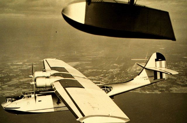 Coast Guard PBY flying boat used for nine-lens camera photography. Picture