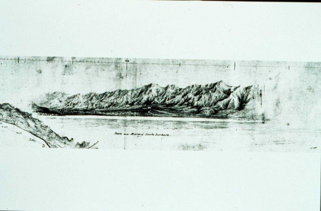 View from sea of Santa Barbara and mountains to north Picture