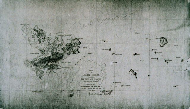 Map of Salem Harbor including the city and islands Picture