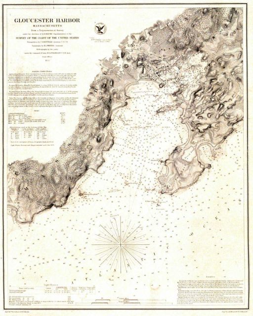 Nautical chart of Gloucester Harbor, Massachusetts, 1855. Picture