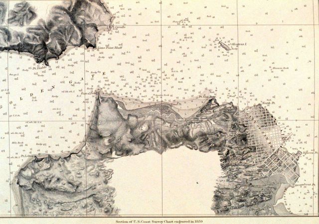 Portion of nautical chart of San Francisco Bay entrance, 1859 Picture