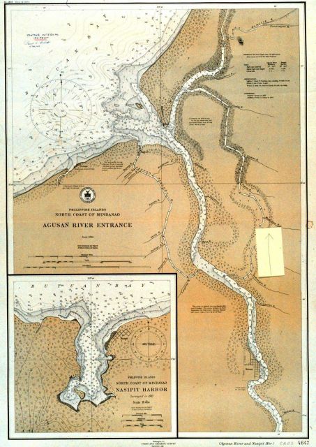 Chart of Agusan River Entrance and inset of Nasipit Harbor, Philippine Islands. Picture