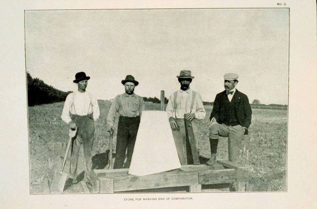 Stone marking end of comparator, a 100-meter very stable short base line Picture