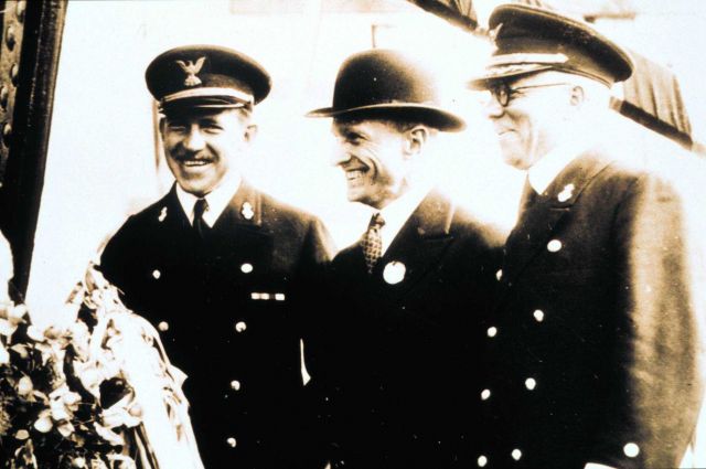 L-R -- unidentified, Rear Admiral Raymond Stanton Patton, Director C&GS 1929- 1937, and Captain Gilbert T Picture