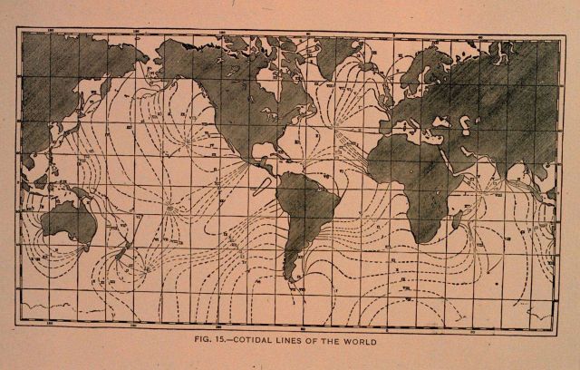 Co-tidal lines of the world. Picture