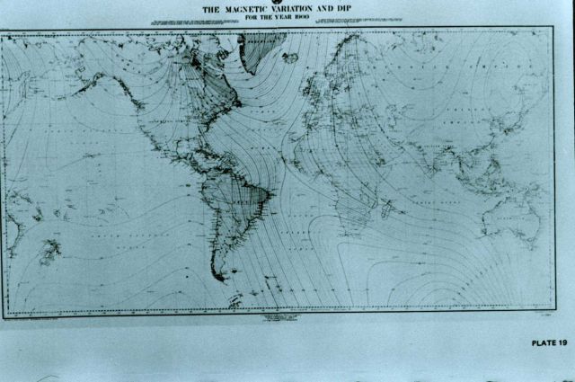 Chart showing isogonic lines for year 1900 Picture