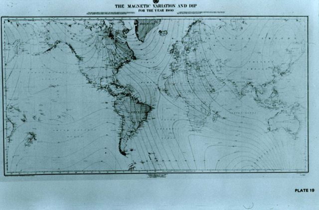 Chart showing isogonic lines for year 1900 Picture